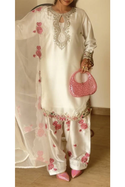 SHAFNUFAB Women's Georgette Ethnic Wear for WomenSemi StitchedSalwarSuit  SF201524