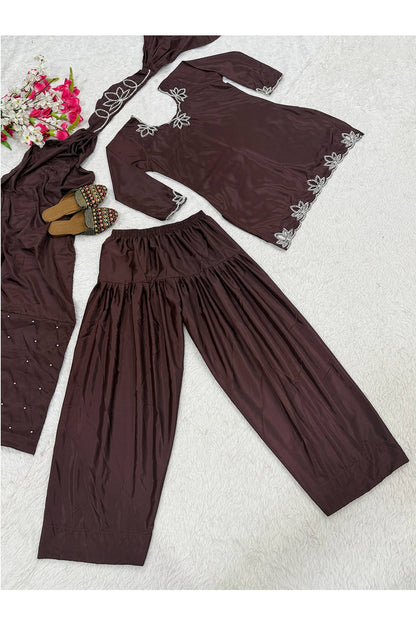 Women’s Stitched Dhoti Suit with Heavy Embroidery Work Dupatta | Designer Kurta Dhoti Pant Set for Party, Festive & Wedding Wear SF201526