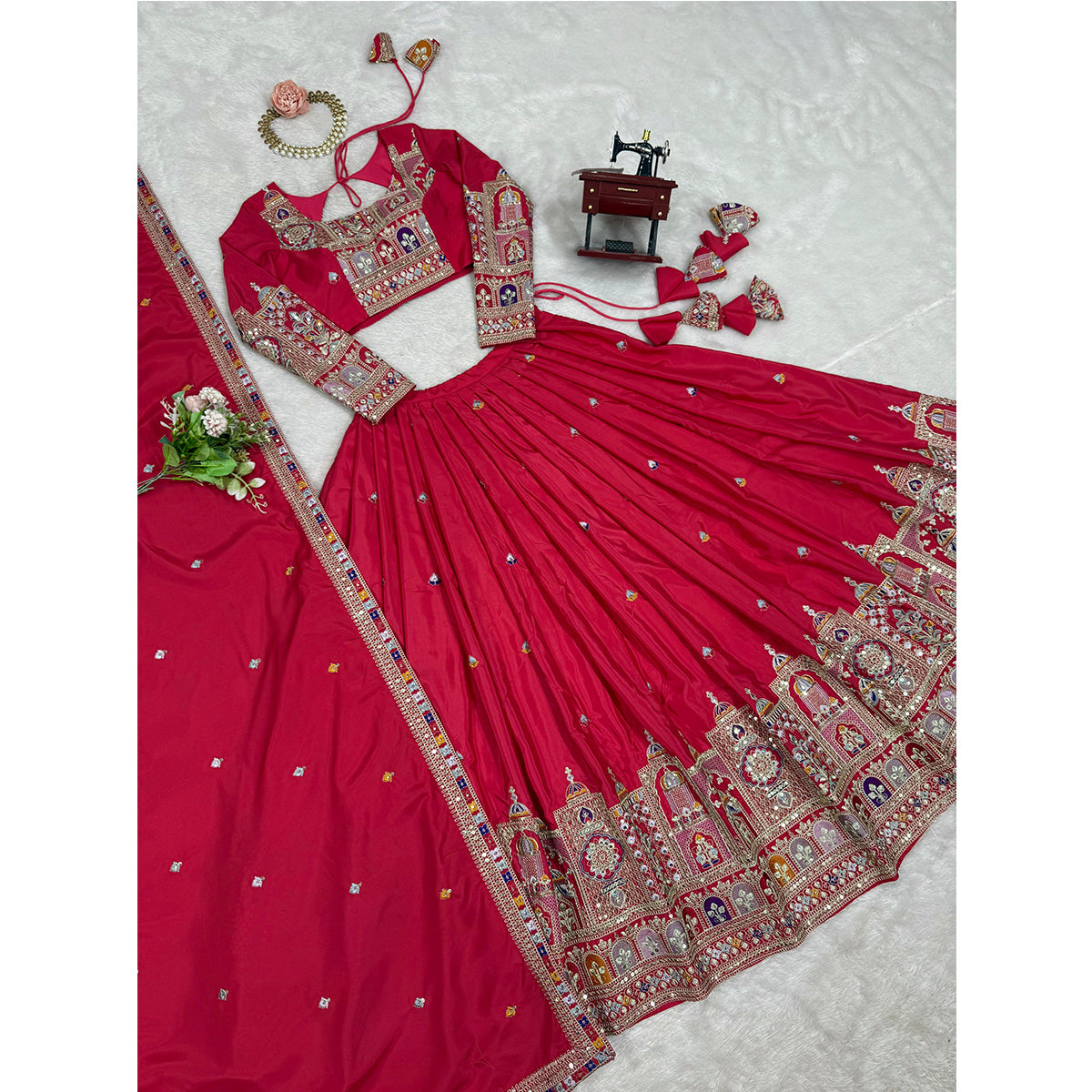 SHAFNUFAB Women's Georgette Ethnic Wear for WomenSemi StitchedSalwarSuit  SF201528