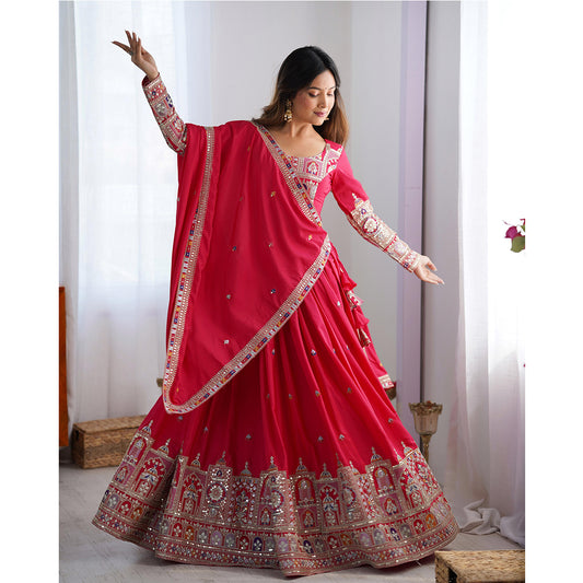 SHAFNUFAB Women's Georgette Ethnic Wear for WomenSemi StitchedSalwarSuit  SF201528