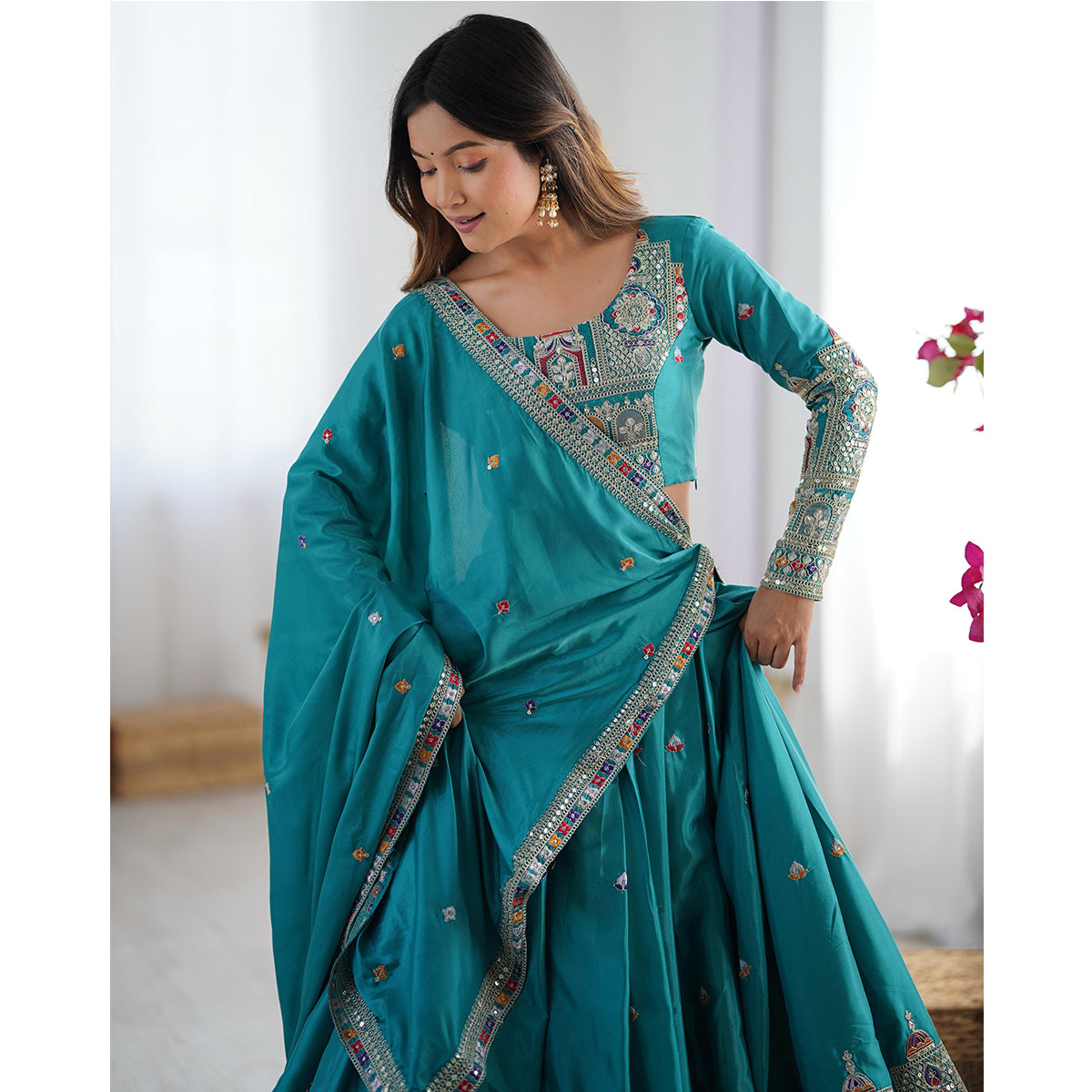 SHAFNUFAB Women's Georgette Ethnic Wear for WomenSemi StitchedSalwarSuit  SF201529