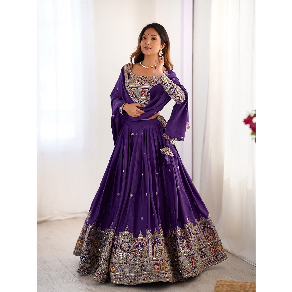 SHAFNUFAB Women's Georgette Ethnic Wear for WomenSemi StitchedSalwarSuit  SF201530