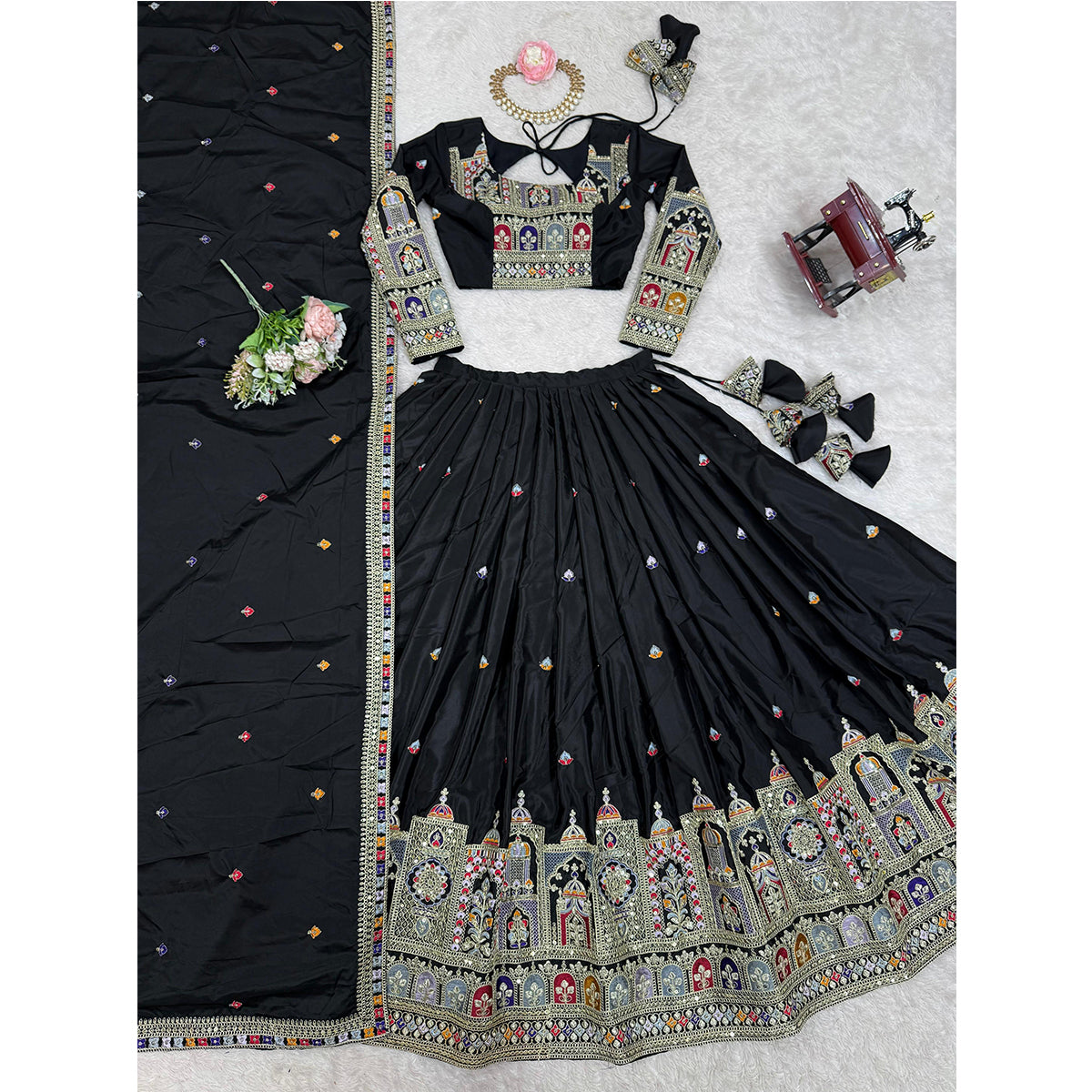 SHAFNUFAB Women's Georgette Ethnic Wear for WomenSemi StitchedSalwarSuit  SF201531