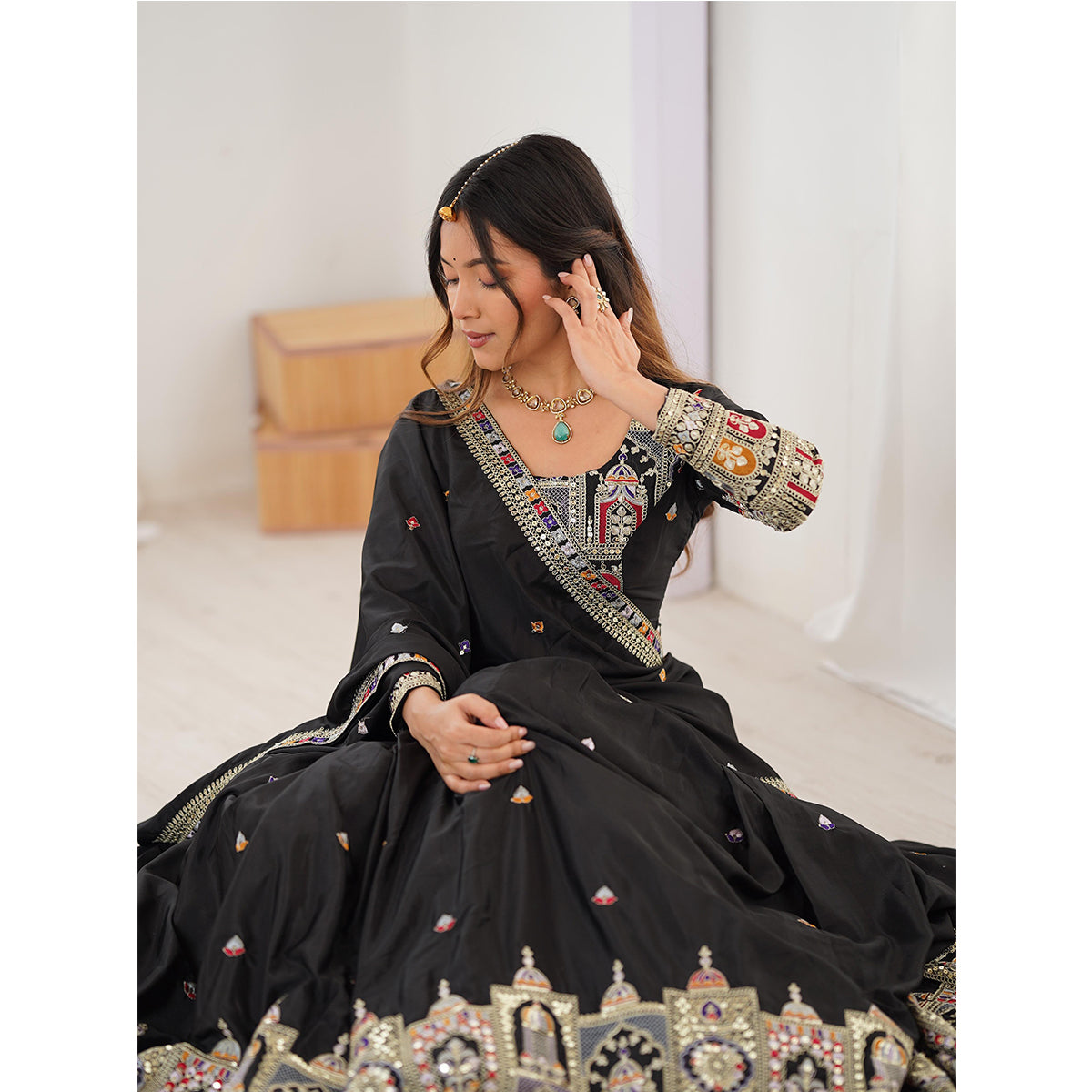 SHAFNUFAB Women's Georgette Ethnic Wear for WomenSemi StitchedSalwarSuit  SF201531