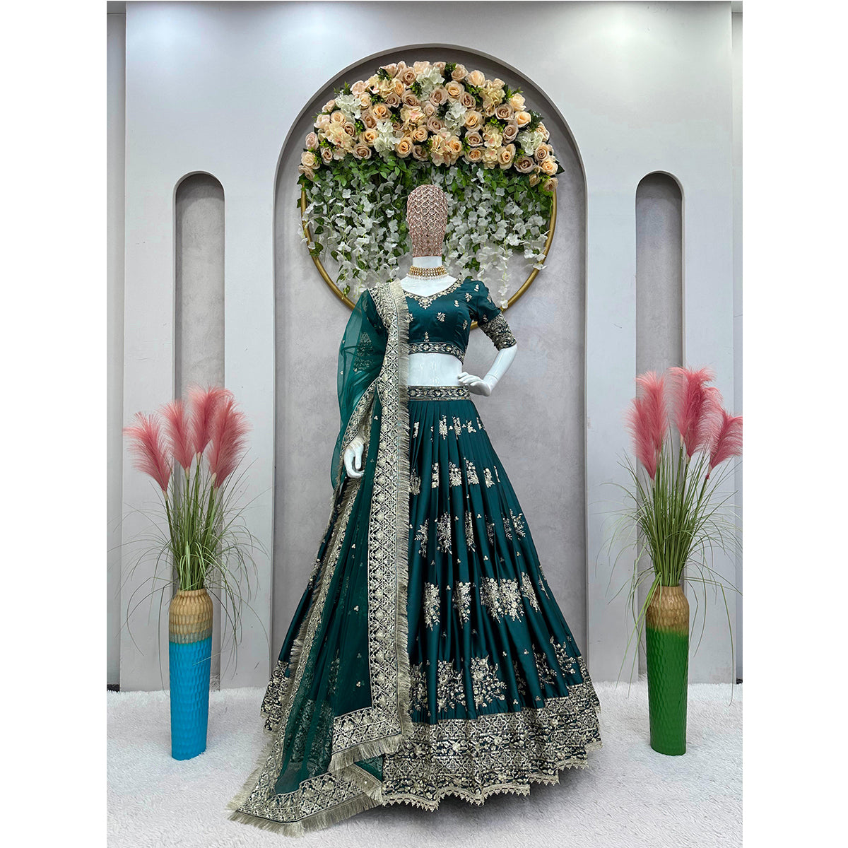 SHAFNUFAB Women's Georgette Ethnic Wear for WomenSemi StitchedSalwarSuit  SF201535