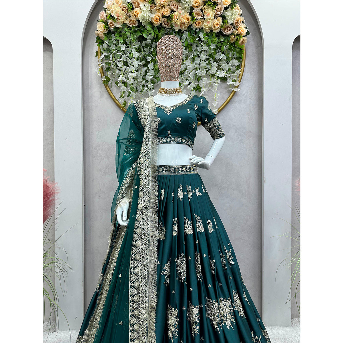 SHAFNUFAB Women's Georgette Ethnic Wear for WomenSemi StitchedSalwarSuit  SF201535