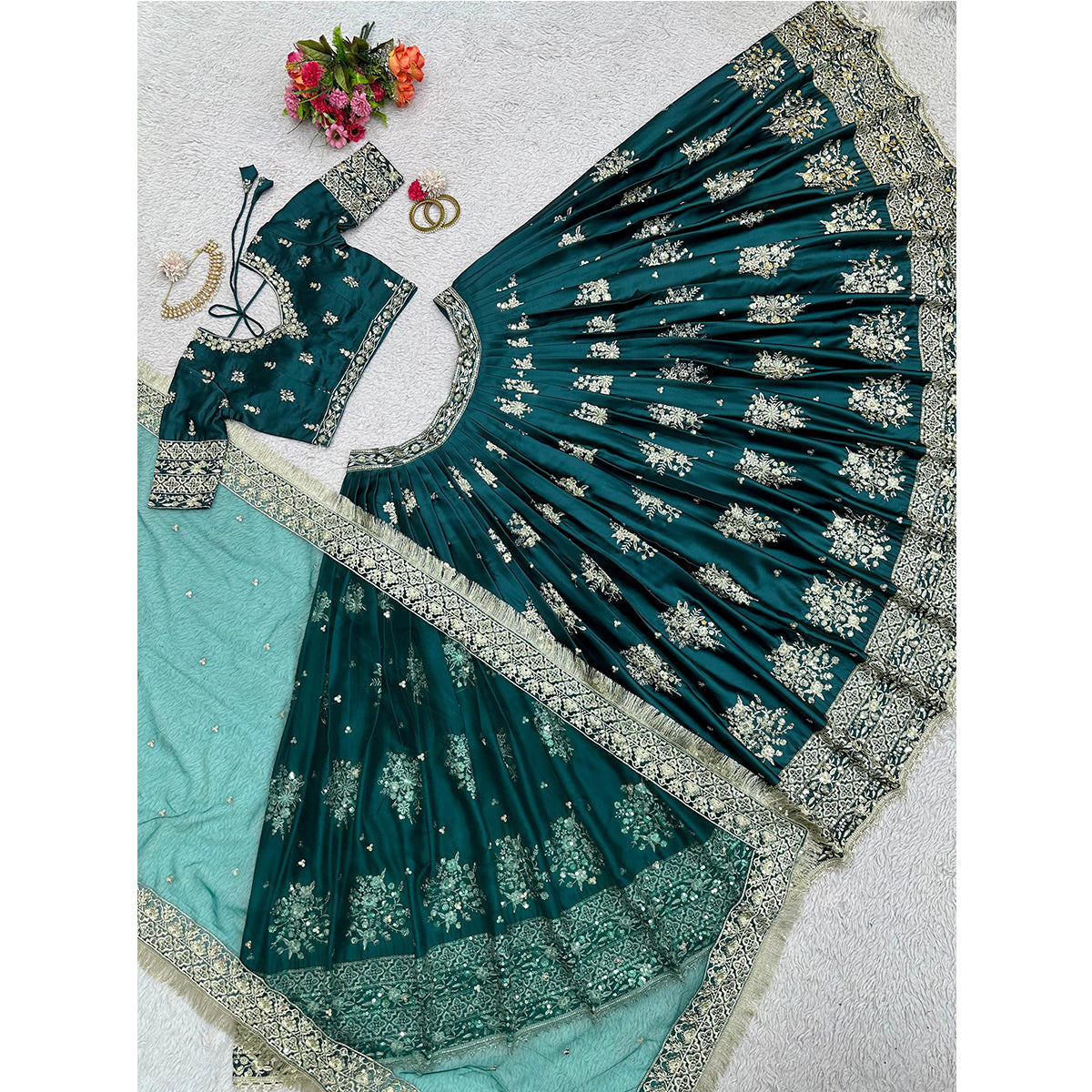 SHAFNUFAB Women's Georgette Ethnic Wear for WomenSemi StitchedSalwarSuit  SF201535
