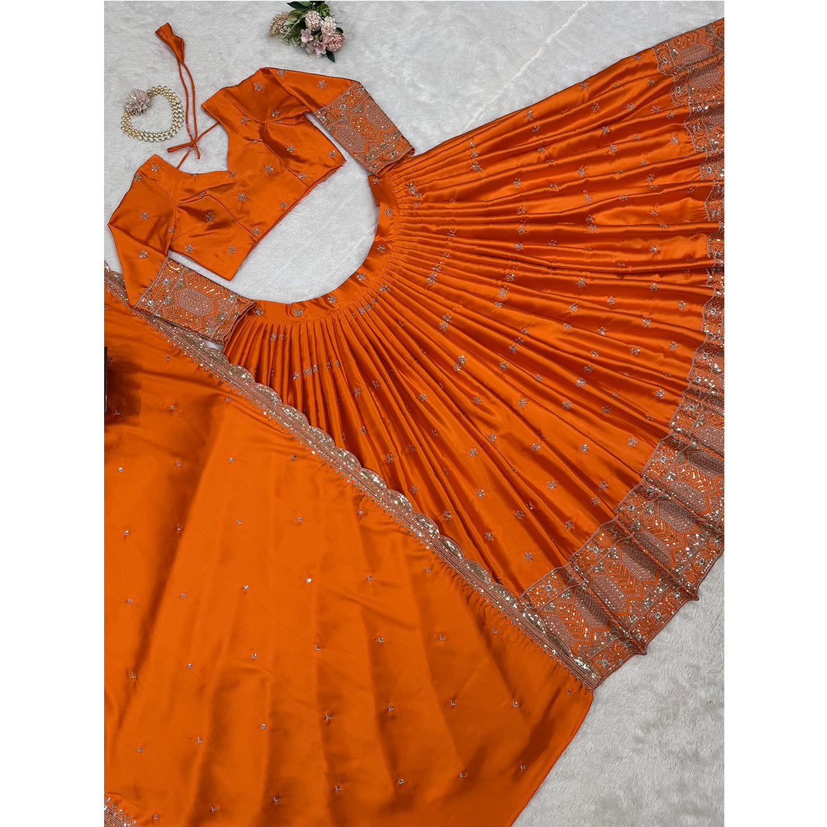 SHAFNUFAB Women's Georgette Ethnic Wear for WomenSemi StitchedSalwarSuit  SF201536