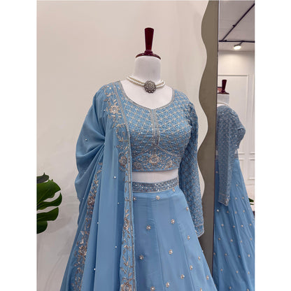 SHAFNUFAB Women's Georgette Ethnic Wear for WomenSemi StitchedSalwarSuit  SF201537