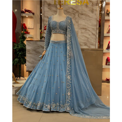 SHAFNUFAB Women's Georgette Ethnic Wear for WomenSemi StitchedSalwarSuit  SF201537