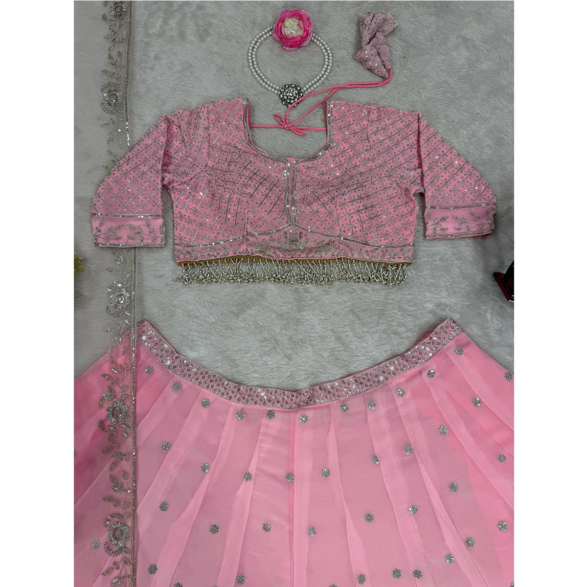 SHAFNUFAB Women's Georgette Ethnic Wear for WomenSemi StitchedSalwarSuit  SF201538