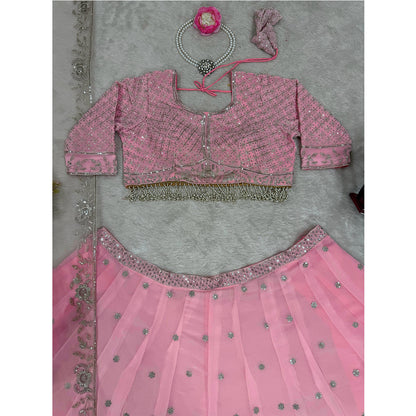 SHAFNUFAB Women's Georgette Ethnic Wear for WomenSemi StitchedSalwarSuit  SF201538