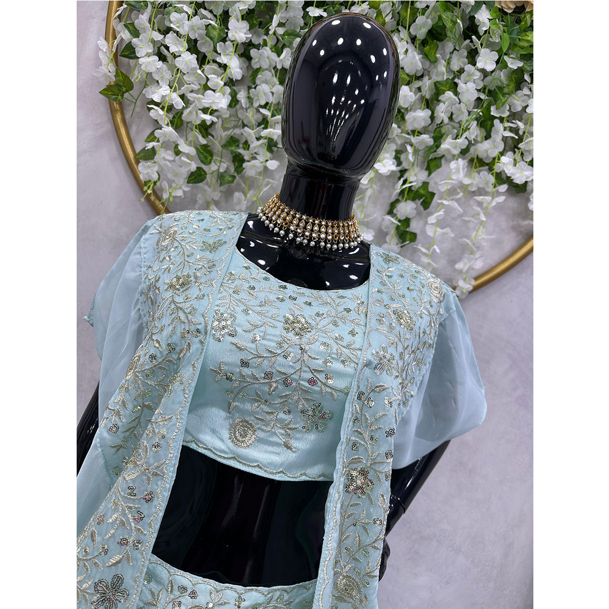 SHAFNUFAB Women's Georgette Ethnic Wear for WomenSemi StitchedSalwarSuit  SF201539