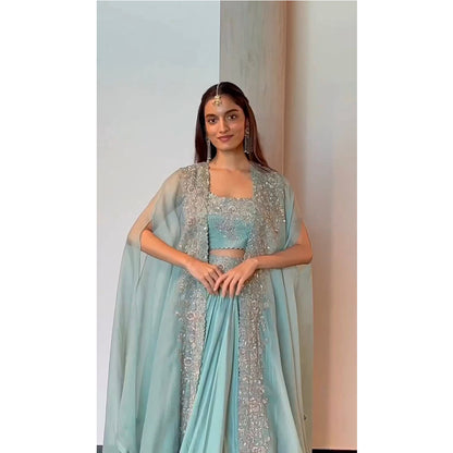 SHAFNUFAB Women's Georgette Ethnic Wear for WomenSemi StitchedSalwarSuit  SF201539