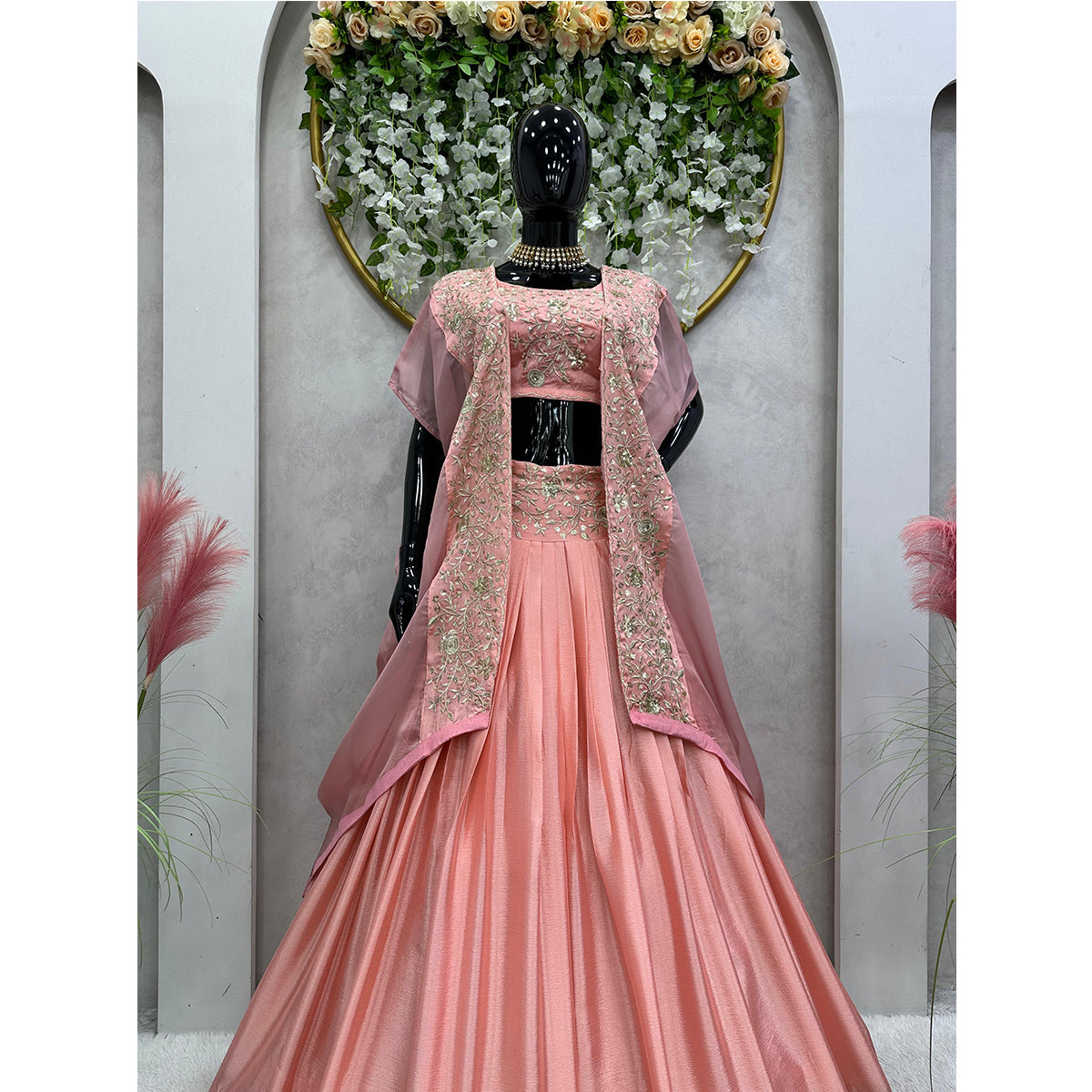SHAFNUFAB Women's Georgette Ethnic Wear for WomenSemi StitchedSalwarSuit  SF201540