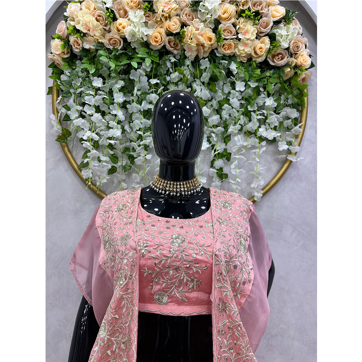 SHAFNUFAB Women's Georgette Ethnic Wear for WomenSemi StitchedSalwarSuit  SF201540