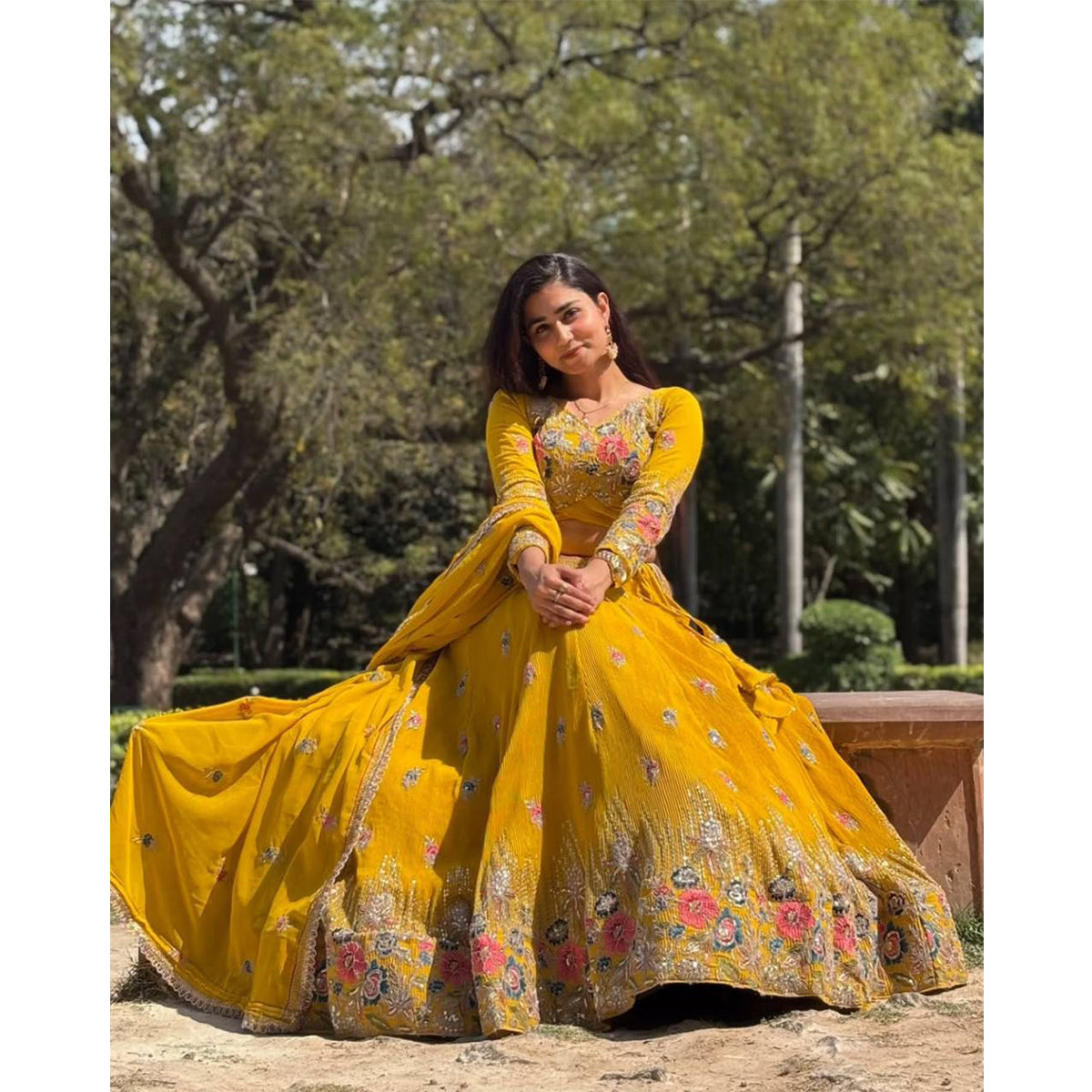 SHAFNUFAB Women's Georgette Ethnic Wear for WomenSemi StitchedSalwarSuit  SF201541