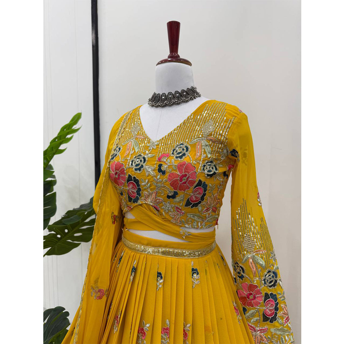 SHAFNUFAB Women's Georgette Ethnic Wear for WomenSemi StitchedSalwarSuit  SF201541