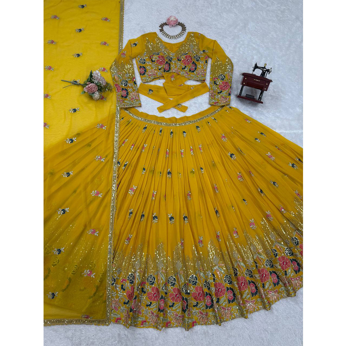 SHAFNUFAB Women's Georgette Ethnic Wear for WomenSemi StitchedSalwarSuit  SF201541