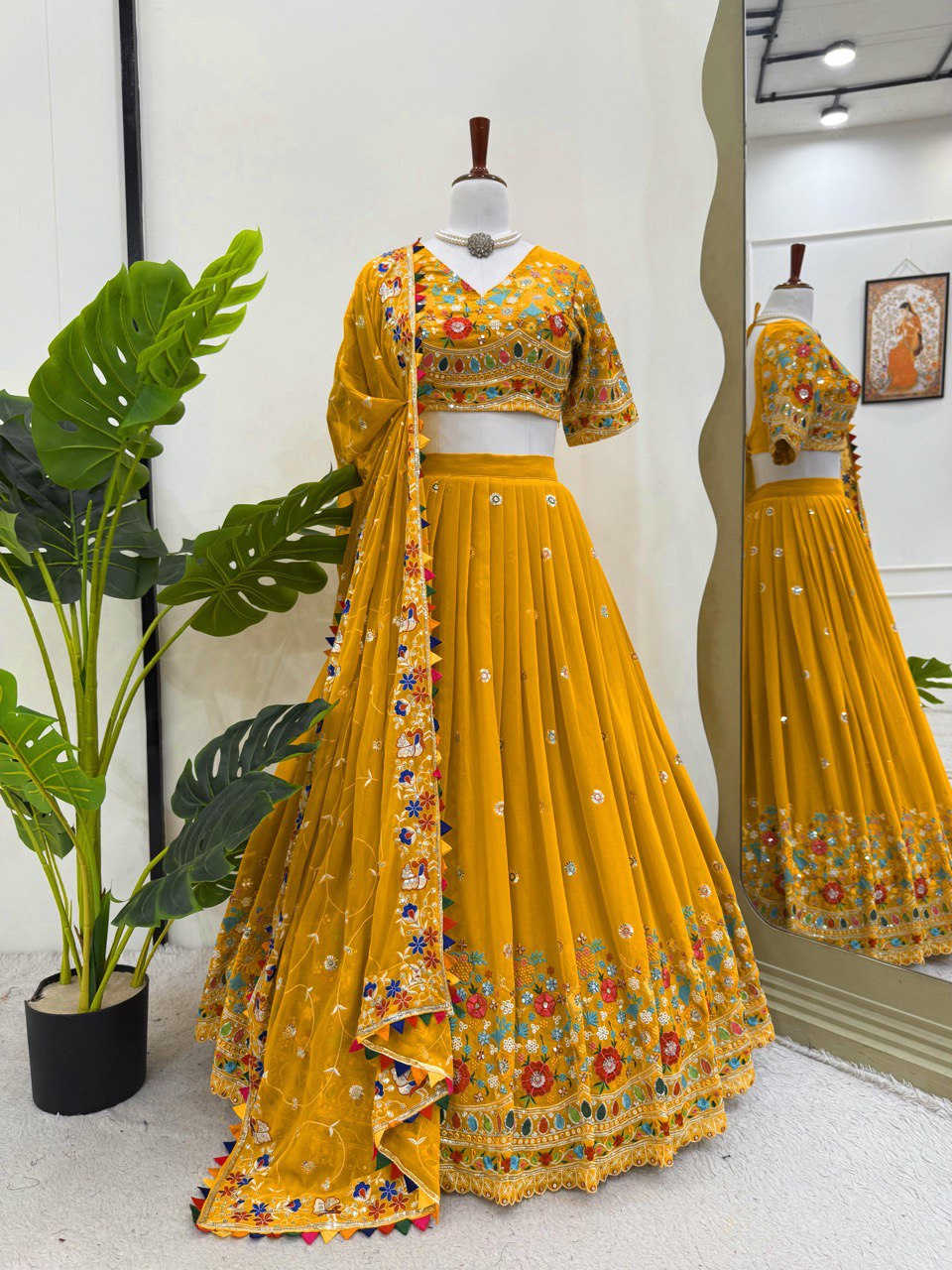 SHAFNUFAB Women's Georgette Ethnic Wear for WomenSemi StitchedSalwarSuit  SF201544
