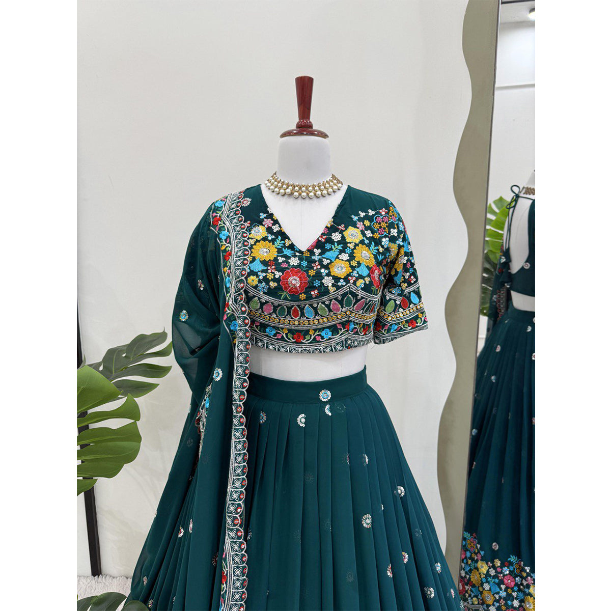 SHAFNUFAB Women's Georgette Ethnic Wear for WomenSemi StitchedSalwarSuit  SF201545