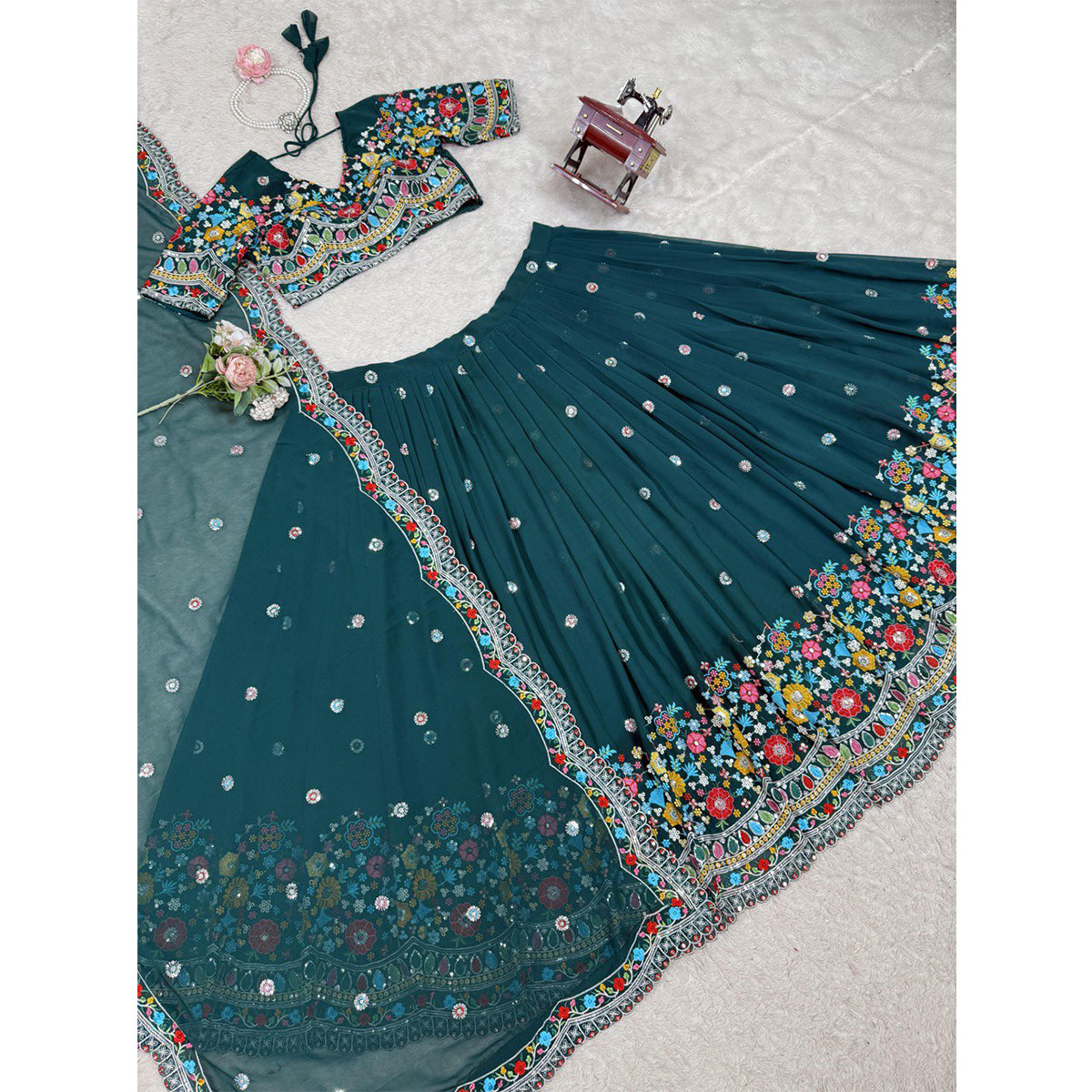 SHAFNUFAB Women's Georgette Ethnic Wear for WomenSemi StitchedSalwarSuit  SF201545