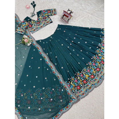 SHAFNUFAB Women's Georgette Ethnic Wear for WomenSemi StitchedSalwarSuit  SF201545