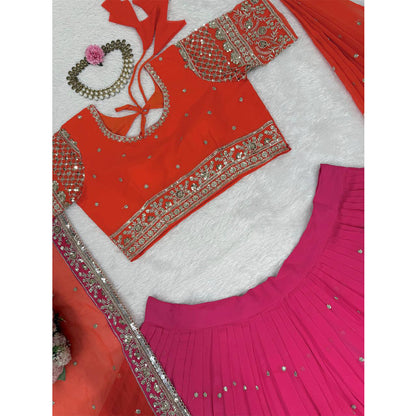 SHAFNUFAB Women's Georgette Ethnic Wear for WomenSemi StitchedSalwarSuit  SF201546