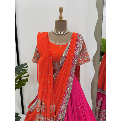 SHAFNUFAB Women's Georgette Ethnic Wear for WomenSemi StitchedSalwarSuit  SF201546