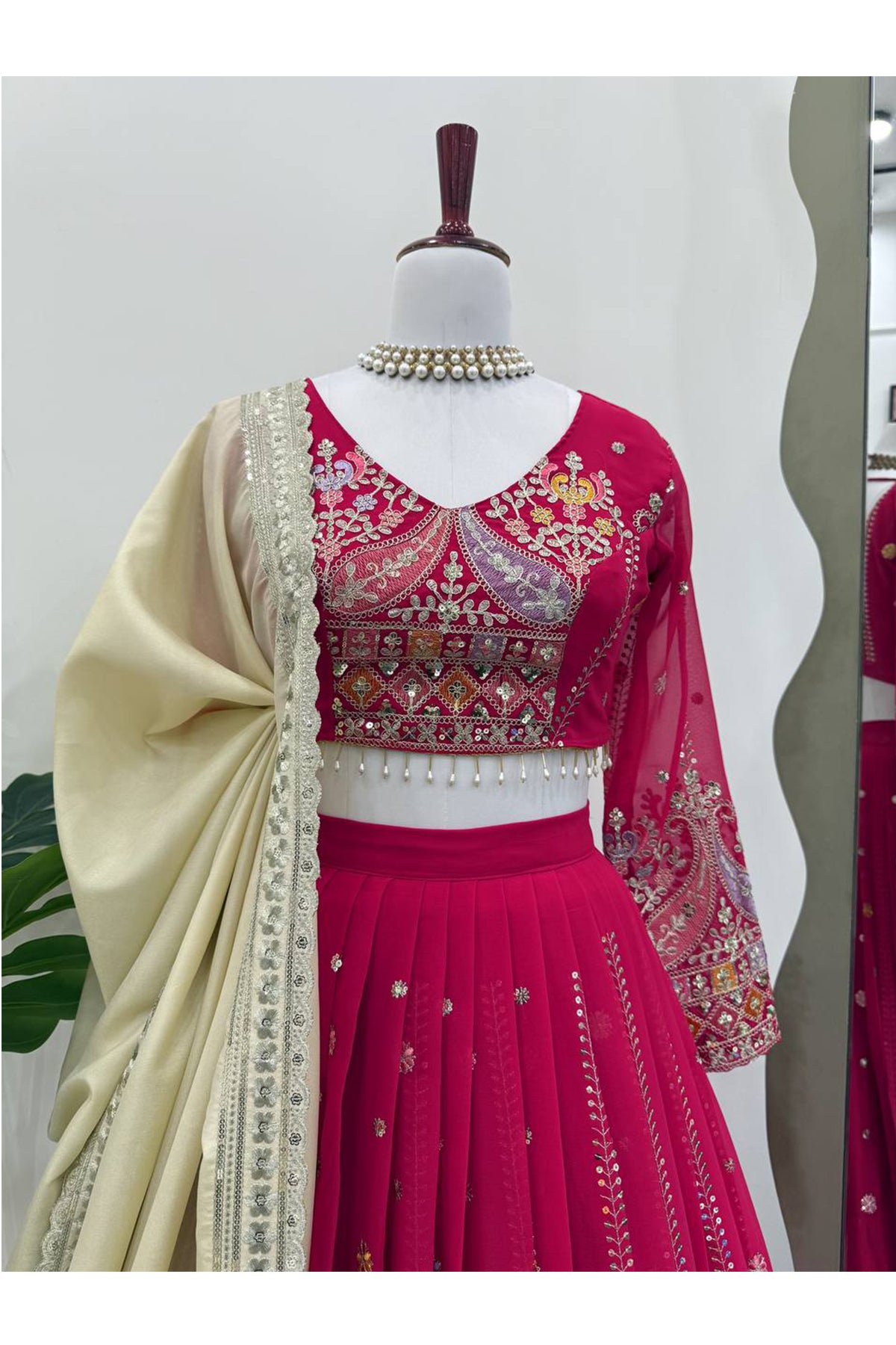 SHAFNUFAB Women's Georgette Ethnic Wear for WomenSemi StitchedSalwarSuit  SF201547