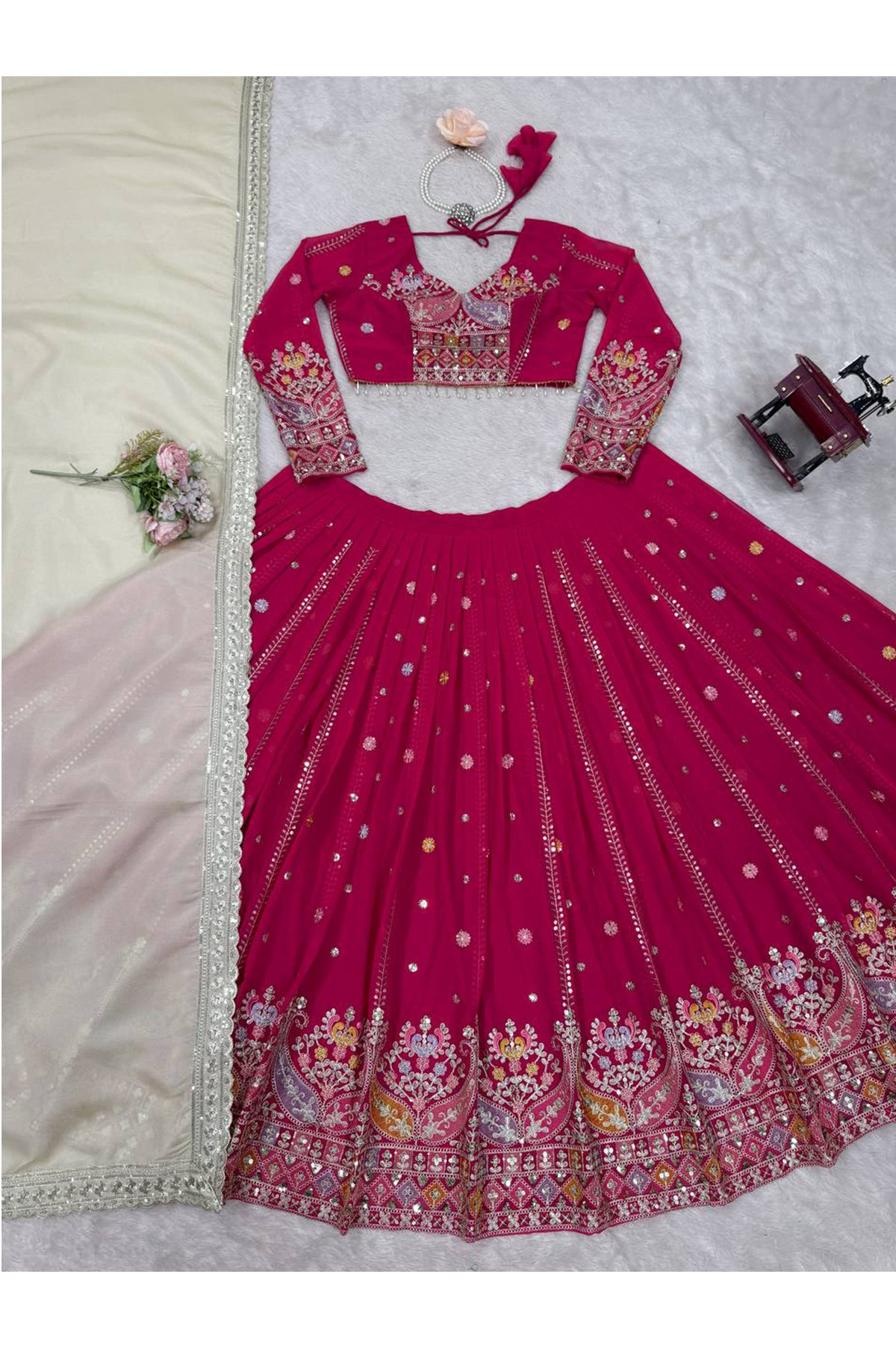 SHAFNUFAB Women's Georgette Ethnic Wear for WomenSemi StitchedSalwarSuit  SF201547