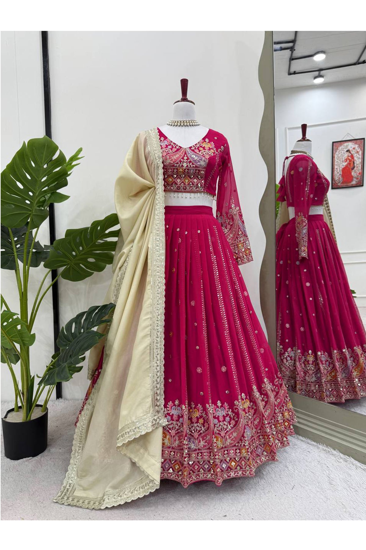 SHAFNUFAB Women's Georgette Ethnic Wear for WomenSemi StitchedSalwarSuit  SF201547