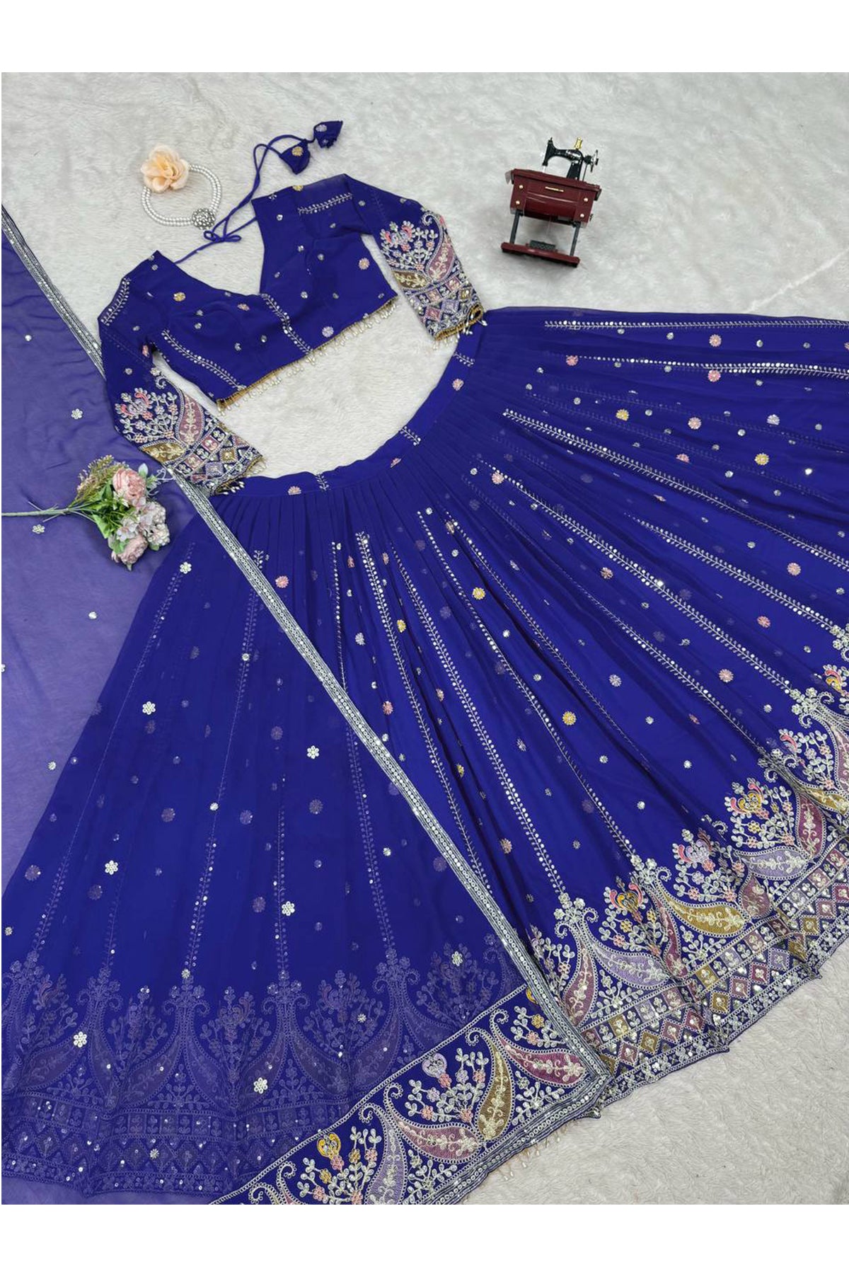SHAFNUFAB Women's Georgette Ethnic Wear for WomenSemi StitchedSalwarSuit  SF201548