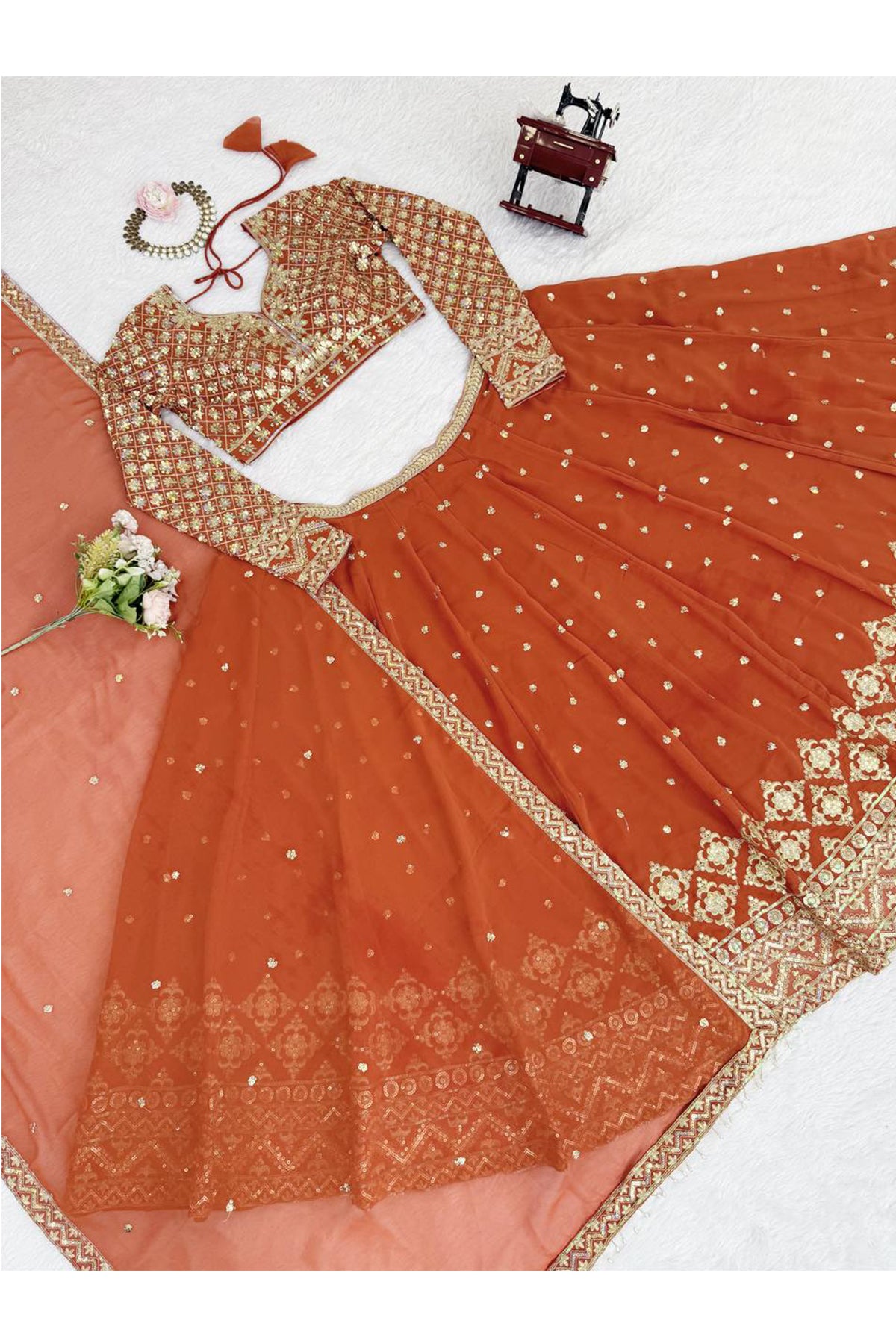 SHAFNUFAB Women's Georgette Ethnic Wear for WomenSemi StitchedSalwarSuit  SF201549