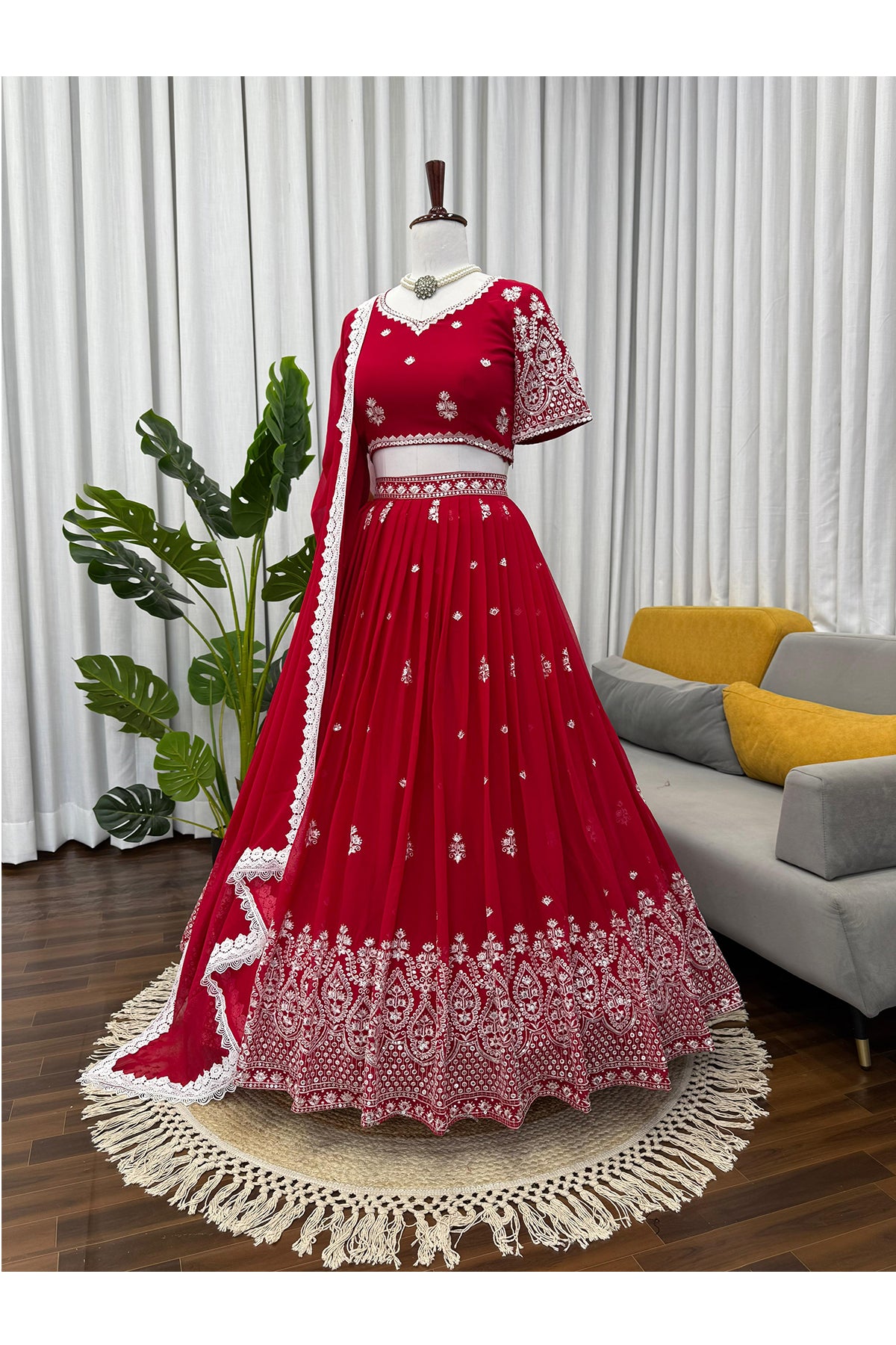 SHAFNUFAB Women's Georgette Ethnic Wear for WomenSemi StitchedSalwarSuit  SF201551