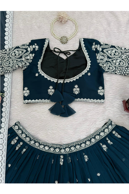SHAFNUFAB Women's Georgette Ethnic Wear for WomenSemi StitchedSalwarSuit  SF201552