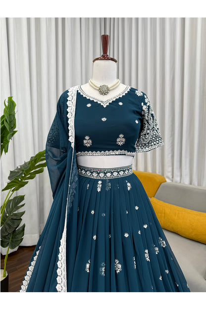 SHAFNUFAB Women's Georgette Ethnic Wear for WomenSemi StitchedSalwarSuit  SF201552