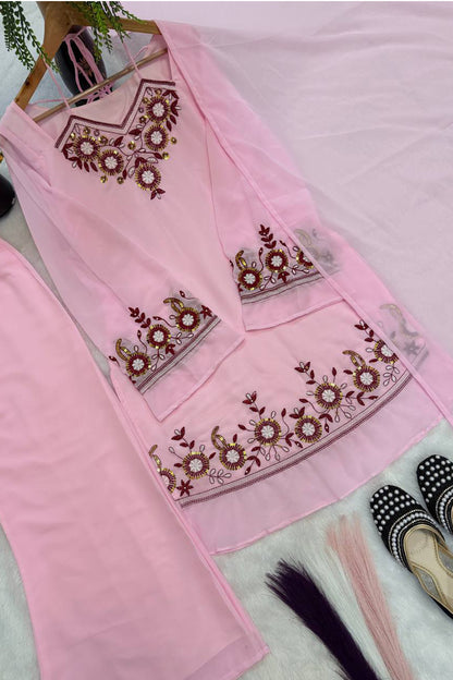 SHAFNUFAB Women's Georgette Ethnic Wear for WomenSemi StitchedSalwarSuit  SF201554