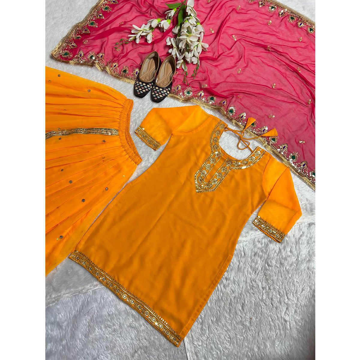 SHAFNUFAB Women's Georgette Ethnic Wear for WomenSemi StitchedSalwarSuit  SF201556