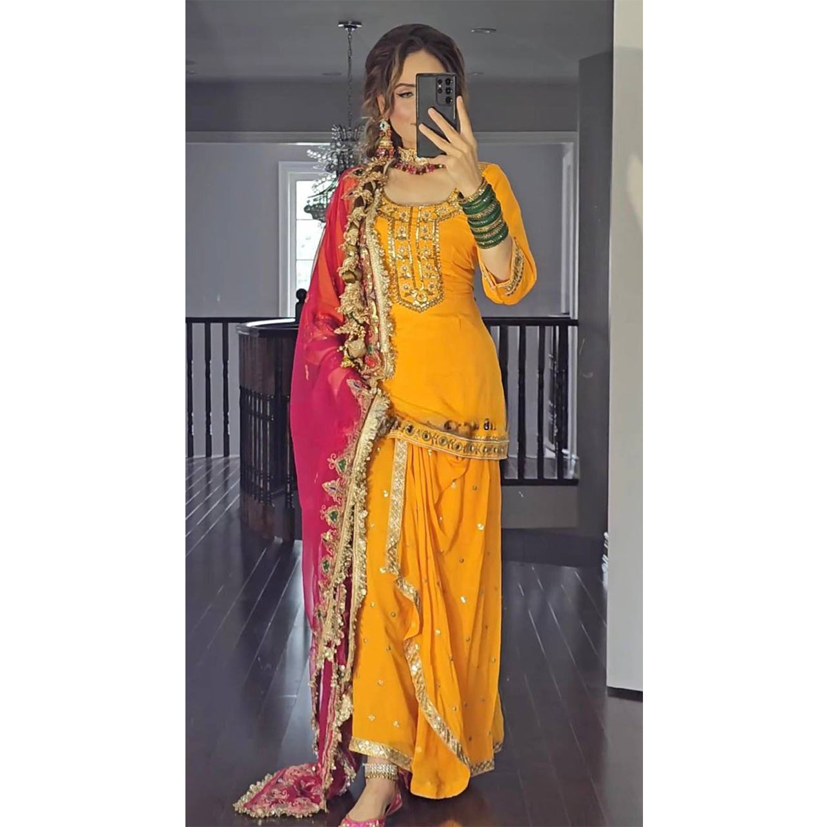 SHAFNUFAB Women's Georgette Ethnic Wear for WomenSemi StitchedSalwarSuit  SF201556
