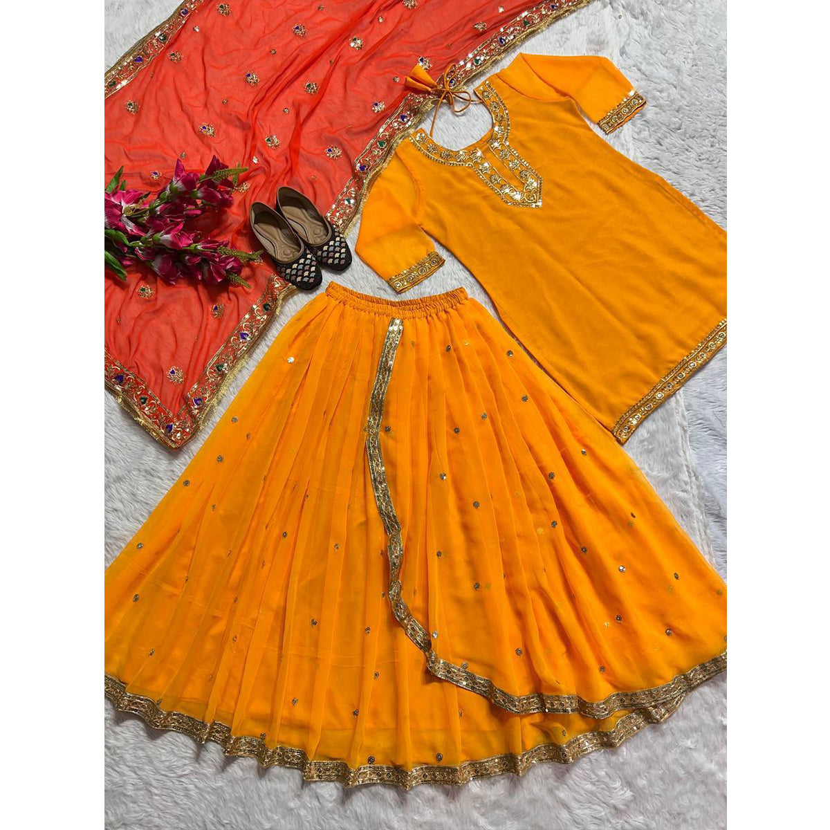 SHAFNUFAB Women's Georgette Ethnic Wear for WomenSemi StitchedSalwarSuit  SF201557