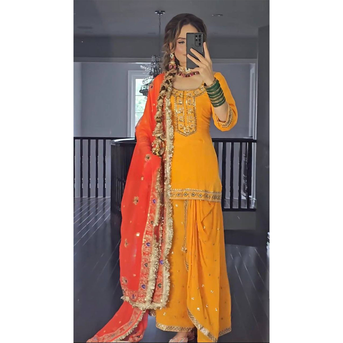 SHAFNUFAB Women's Georgette Ethnic Wear for WomenSemi StitchedSalwarSuit  SF201557
