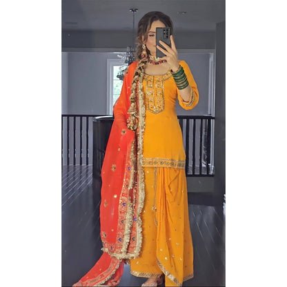 SHAFNUFAB Women's Georgette Ethnic Wear for WomenSemi StitchedSalwarSuit  SF201557