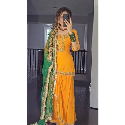 SHAFNUFAB Women's Georgette Ethnic Wear for WomenSemi StitchedSalwarSuit  SF201558