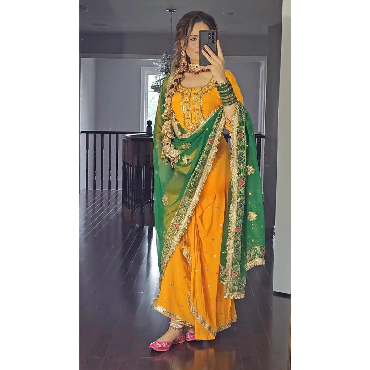 SHAFNUFAB Women's Georgette Ethnic Wear for WomenSemi StitchedSalwarSuit  SF201558