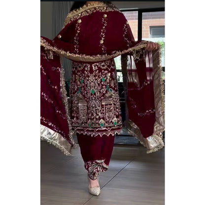 SHAFNUFAB Women's Georgette Ethnic Wear for WomenSemi StitchedSalwarSuit  SF201559