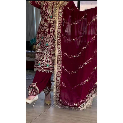 SHAFNUFAB Women's Georgette Ethnic Wear for WomenSemi StitchedSalwarSuit  SF201559