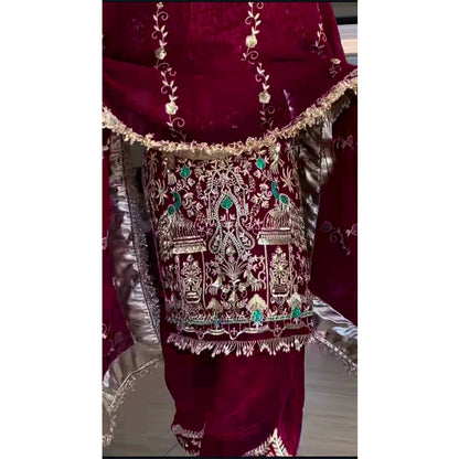 SHAFNUFAB Women's Georgette Ethnic Wear for WomenSemi StitchedSalwarSuit  SF201559
