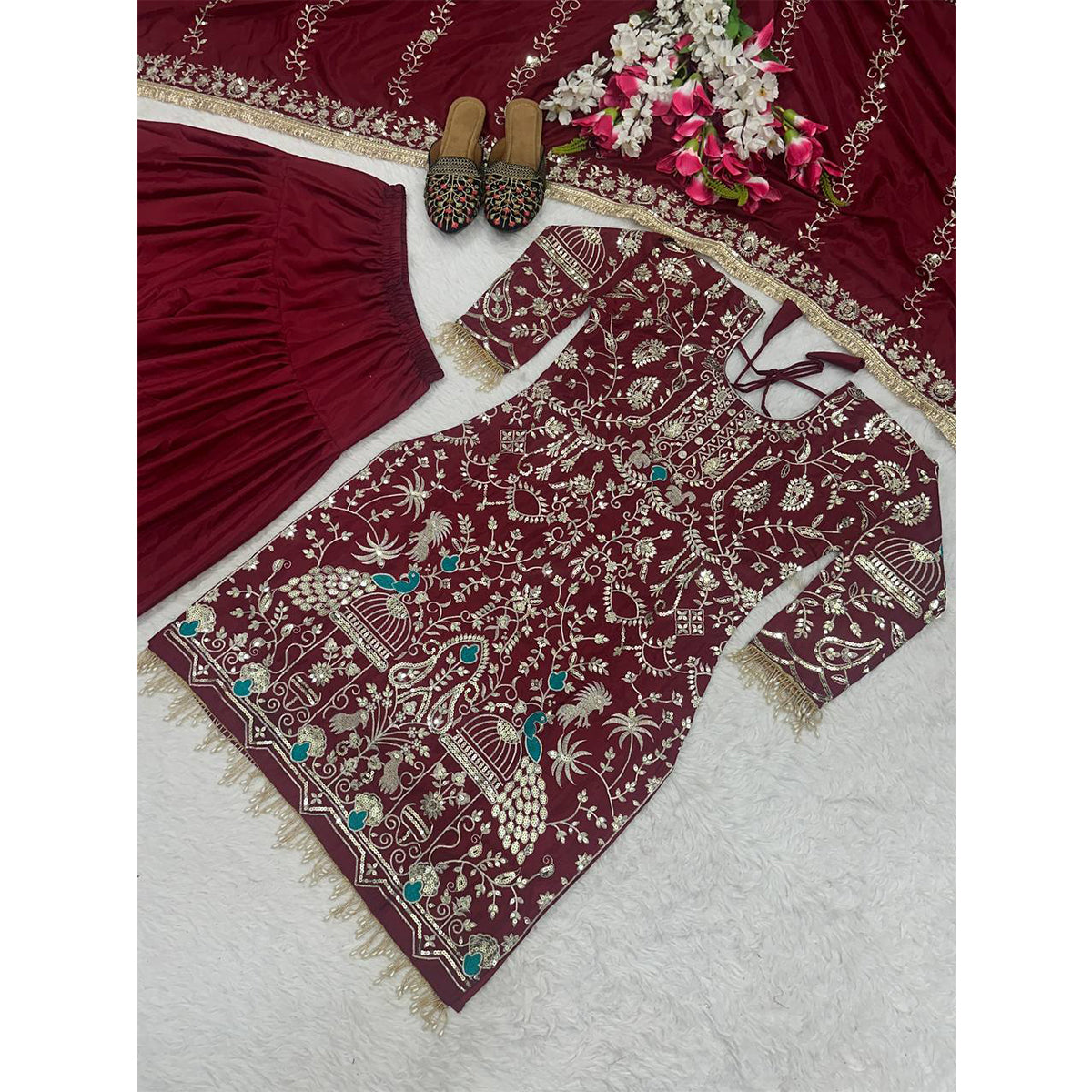 SHAFNUFAB Women's Georgette Ethnic Wear for WomenSemi StitchedSalwarSuit  SF201559