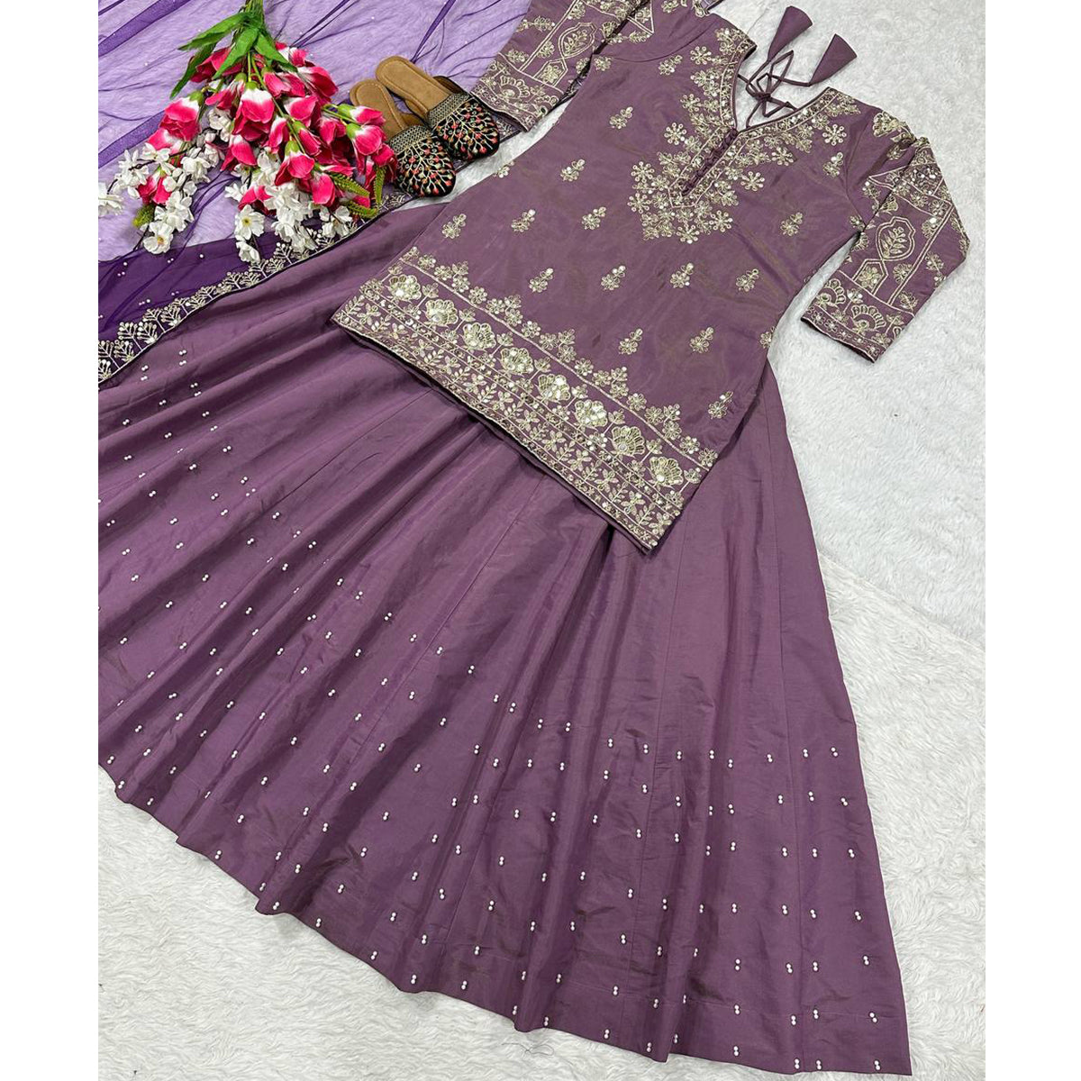 SHAFNUFAB Women's Georgette Ethnic Wear for WomenSemi StitchedSalwarSuit  SF201560